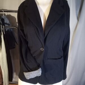 Miss Chievous Black and Gray Striped Blazer
